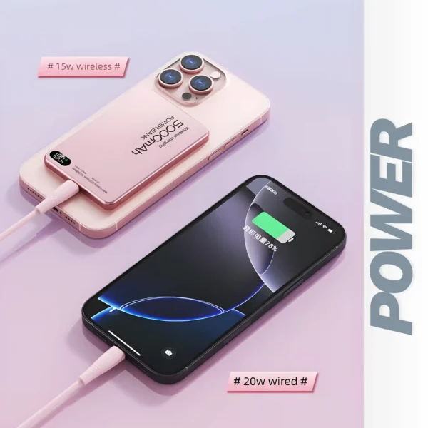 10000mAh Ultra-Thin 1cm Aluminum Alloy Portable Magnetic Power Bank Wireless Fast Charge Digital Display LI-Polymer Battery Type